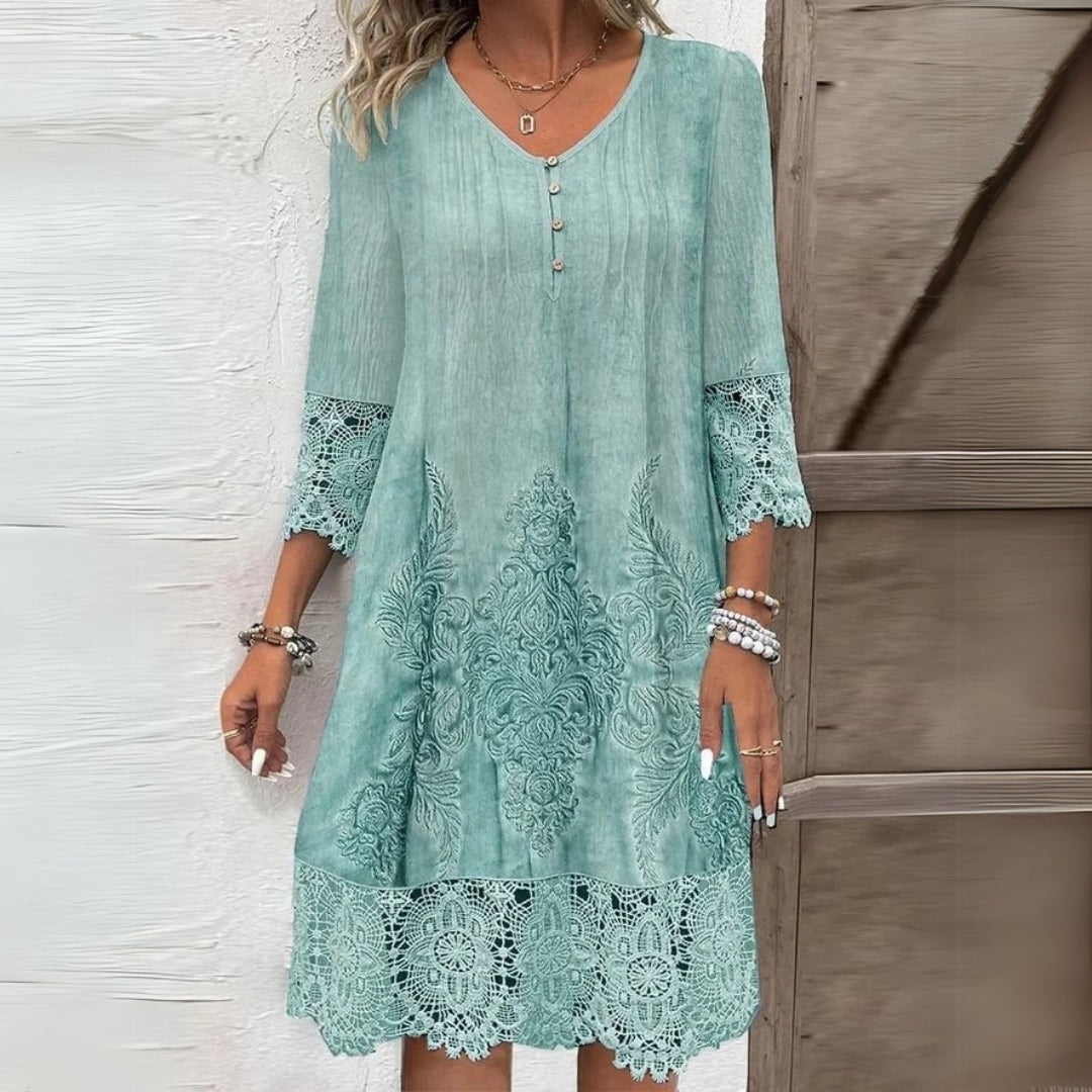 Greta | Women's Vintage Lace Trim Shift Dress