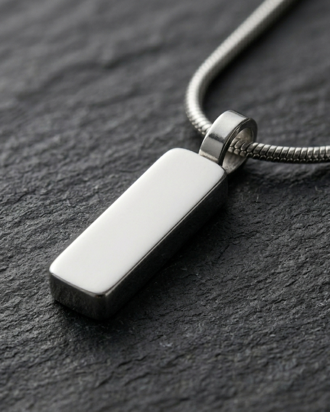 Silver Necklace with Rectangular Pendant
