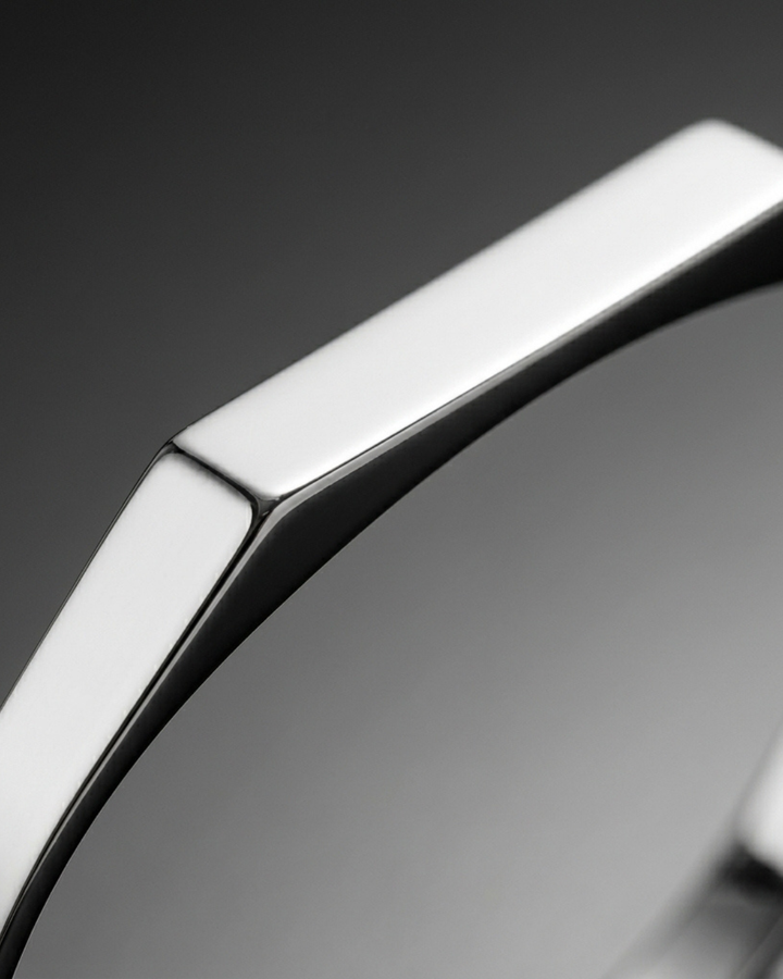 Silver-Tone Rectangular Cuff Bracelet For Men