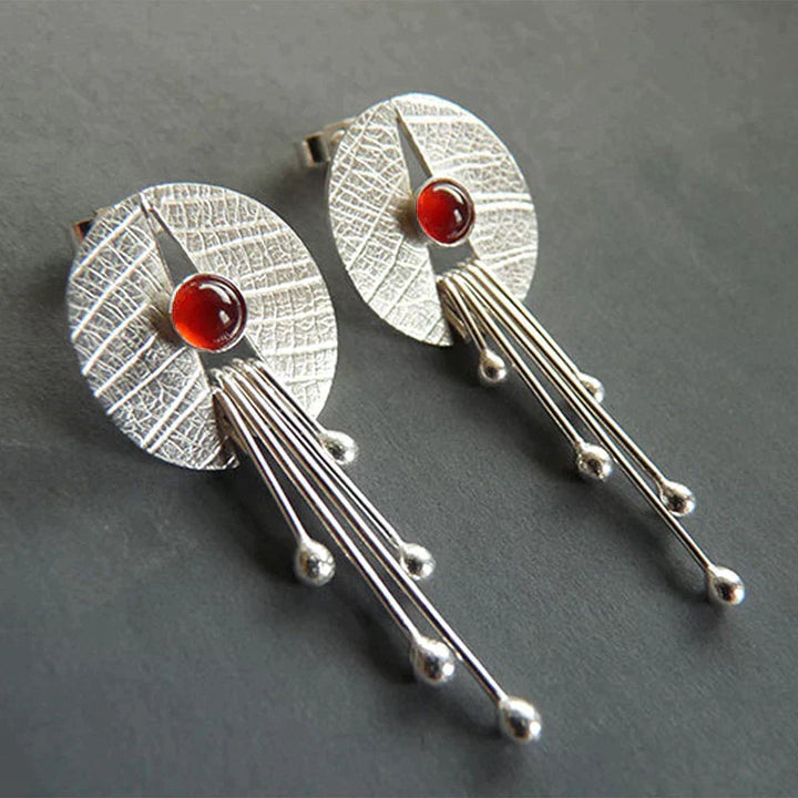 Pevena Dangle Earrings with Red Accent, view 4 - Elena Harper