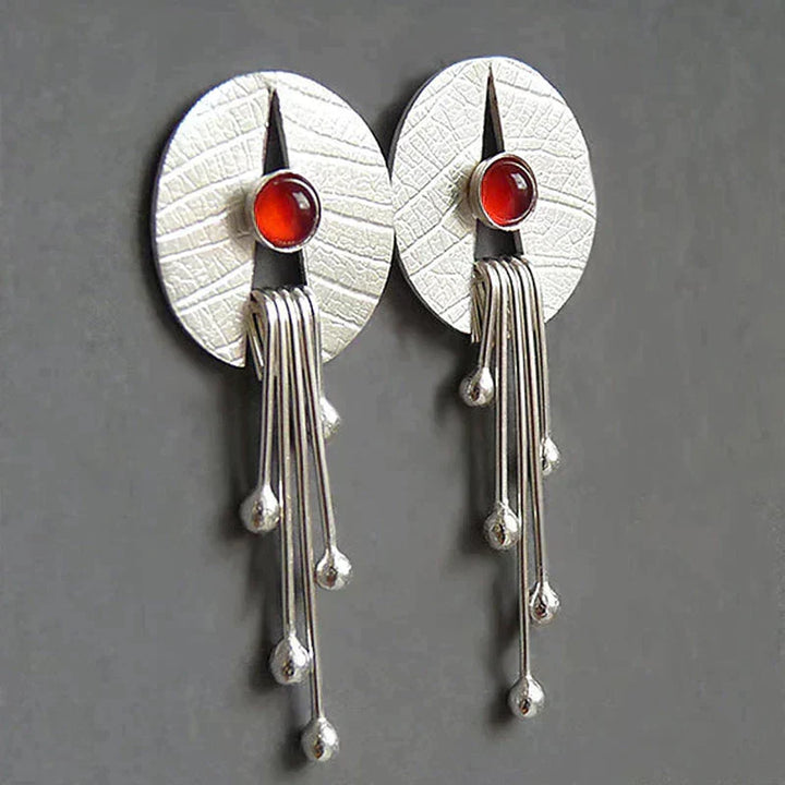 Pevena Dangle Earrings with Red Accent, view 3 - Elena Harper