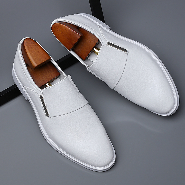 Hader Leather Loafer with Pointed Toe, view 5 - Elena Harper