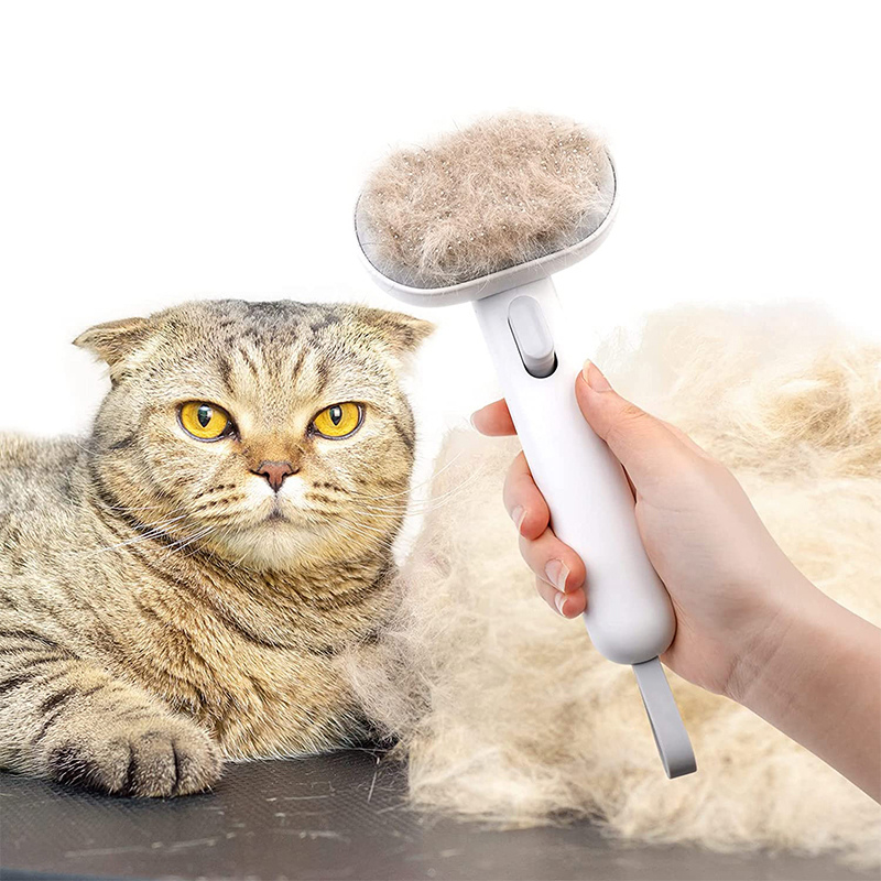 Self-Cleaning Cat Grooming Brush for Shiny Pet Fur