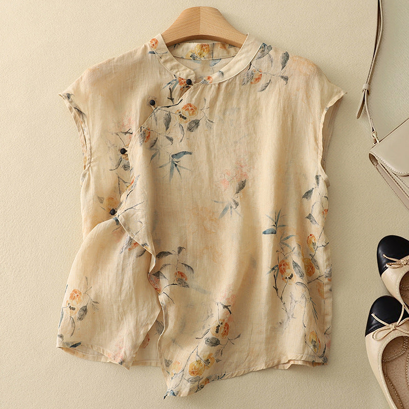 Amanda | Women's Sleeveless Top with Floral Pattern