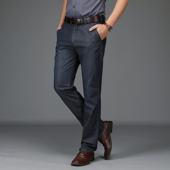CLASSIC FIT STRETCH DENIM JEANS FOR MEN