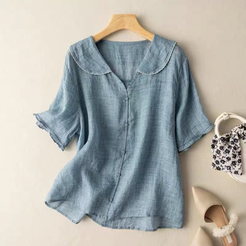 Joanna | Ladies Button Front Short Sleeve Top