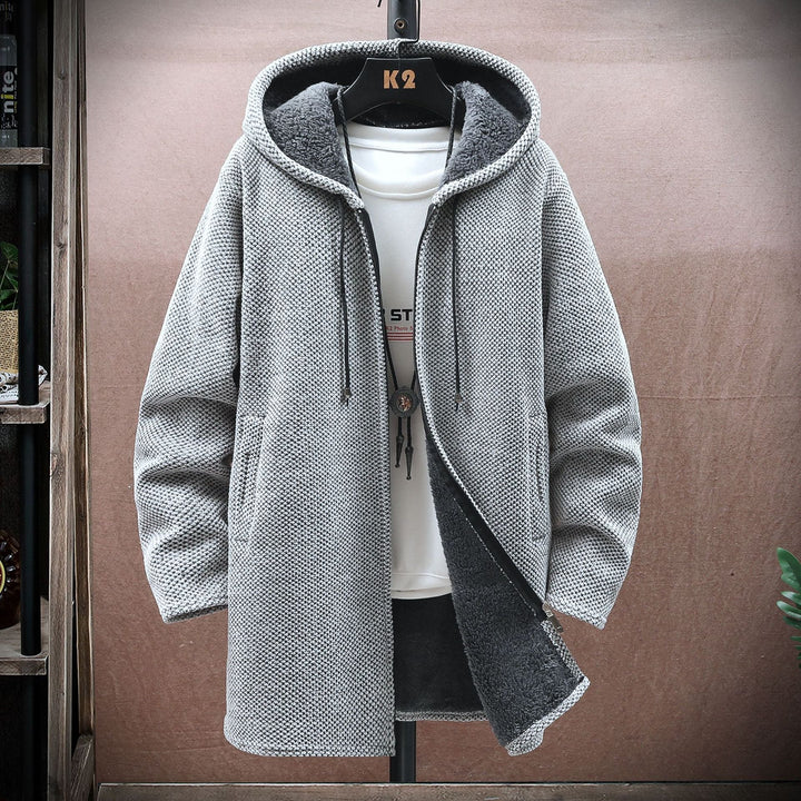 MICHAEL – LONG HOODED TEXTURED COAT