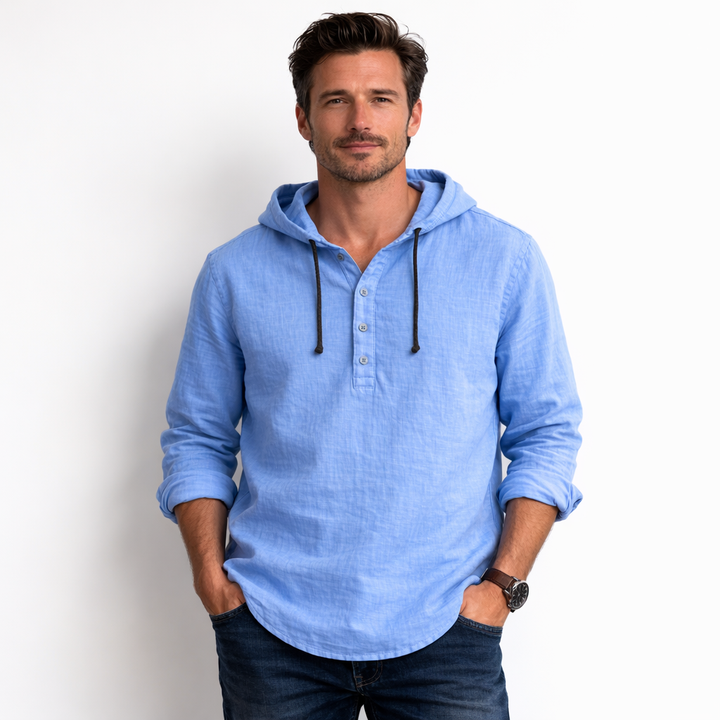 LAURENT MONACO | LINEN HOODIE SHIRT FOR MEN