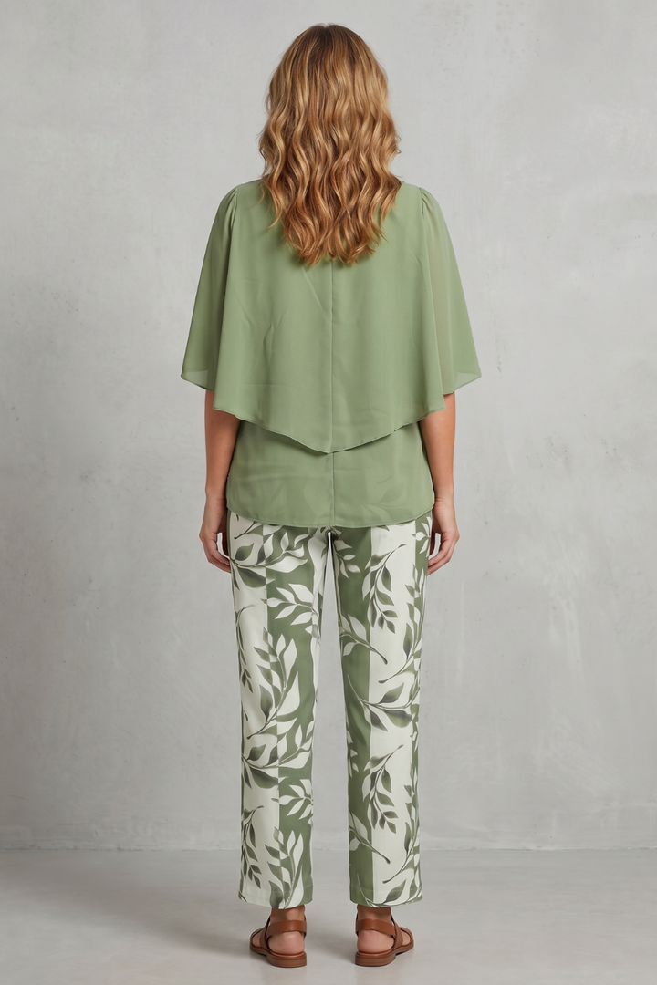 Women's Floral Print Top and Wide Leg Trouser Set Coralienne, view 4 - Elena Harper