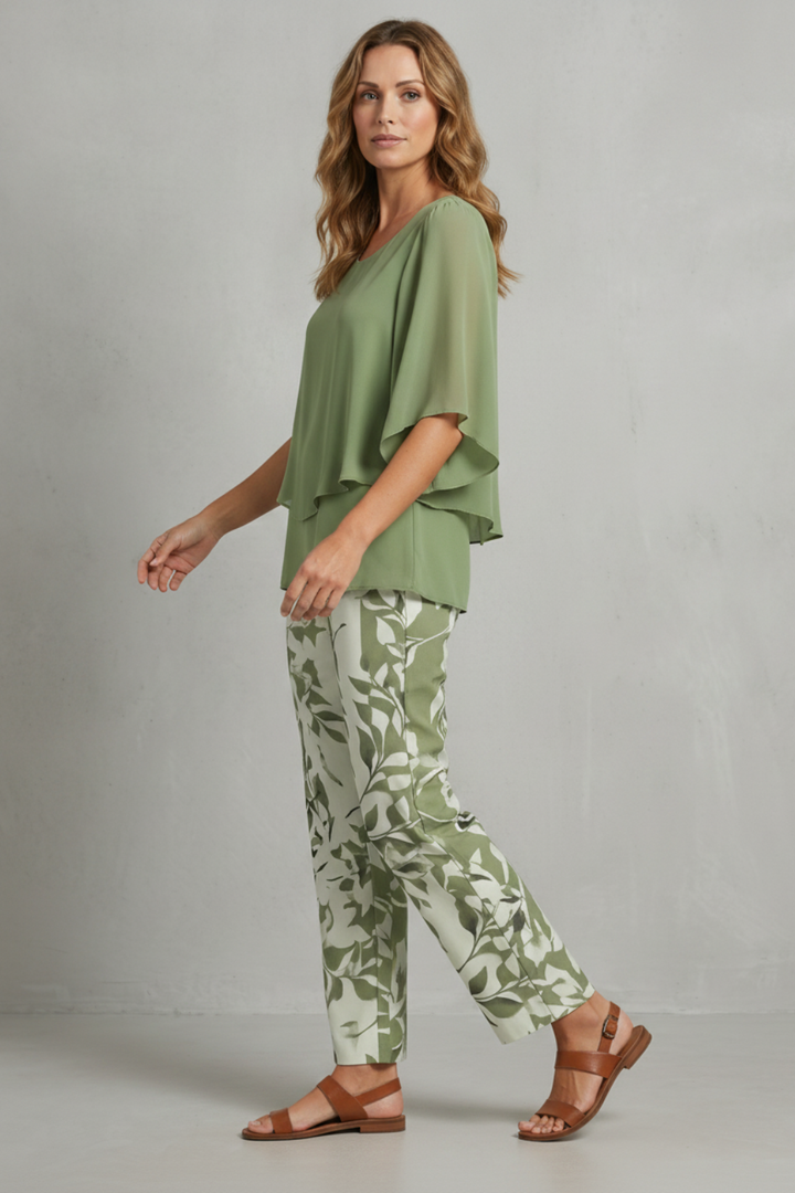 Women's Floral Print Top and Wide Leg Trouser Set Coralienne, view 3 - Elena Harper