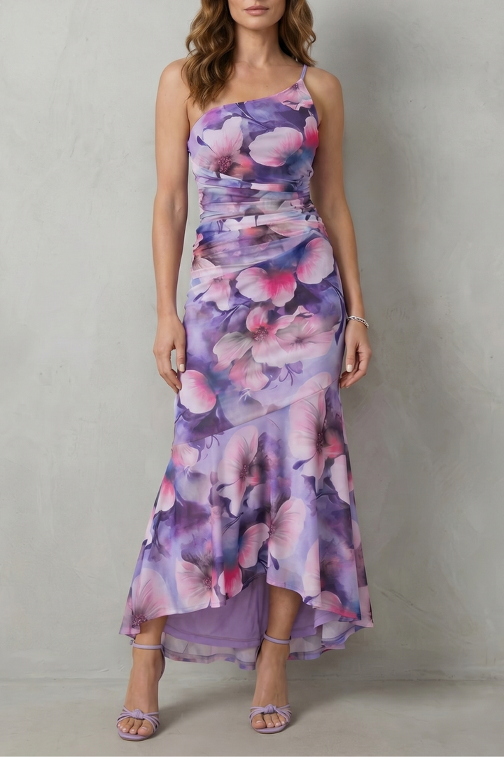 Marissa – Floral elegance – Women’s One-Shoulder Maxi Dress