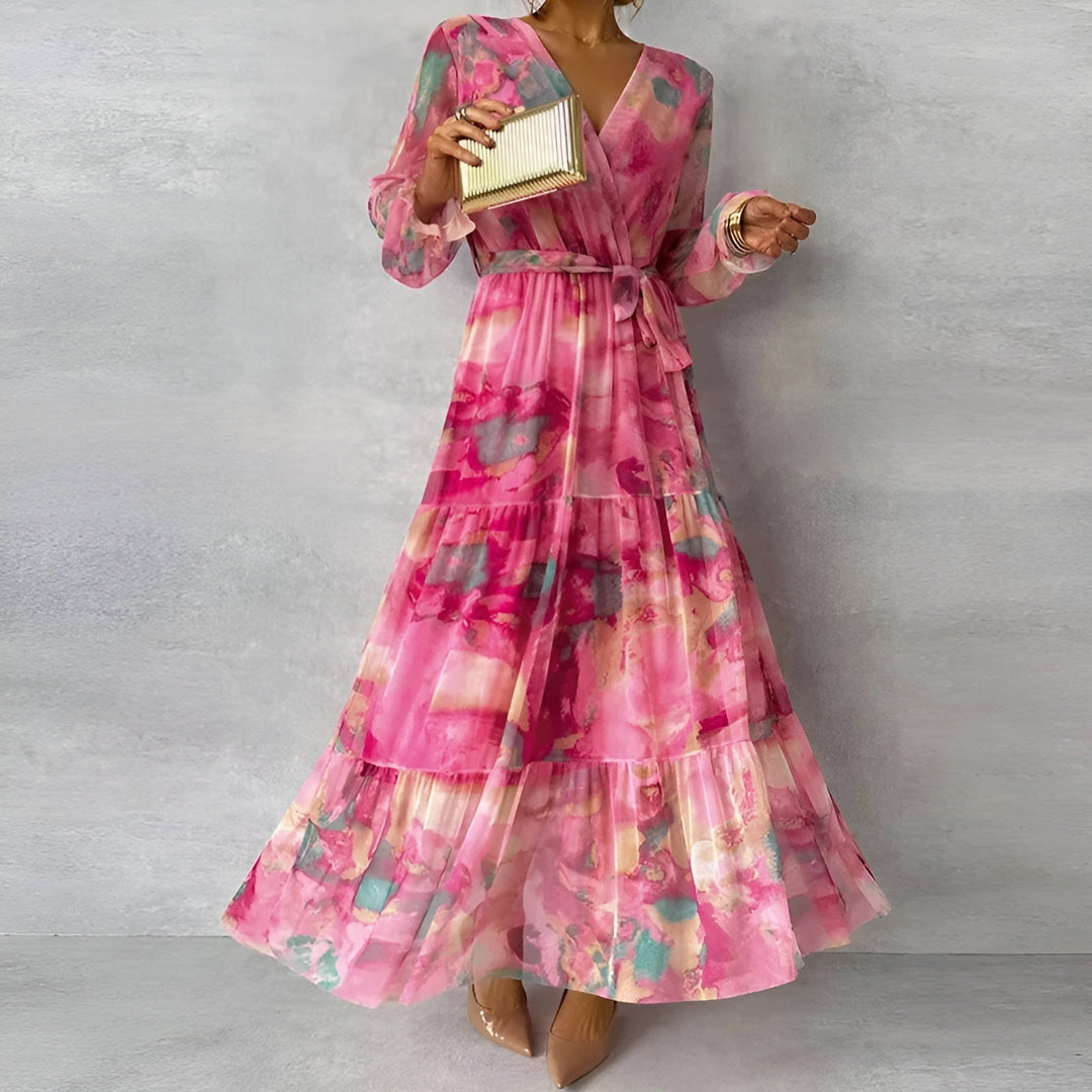 Kaelis | Elegant Long Summer Dress with Pleats