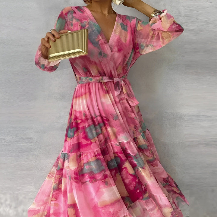 Kaelis | Elegant Long Summer Dress with Pleats