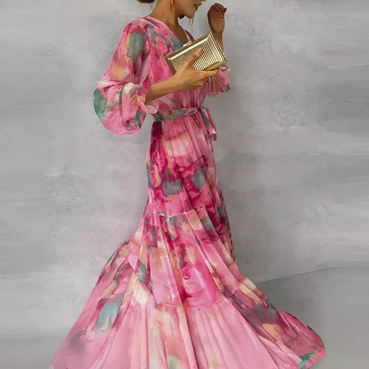 Kaelis | Elegant Long Summer Dress with Pleats