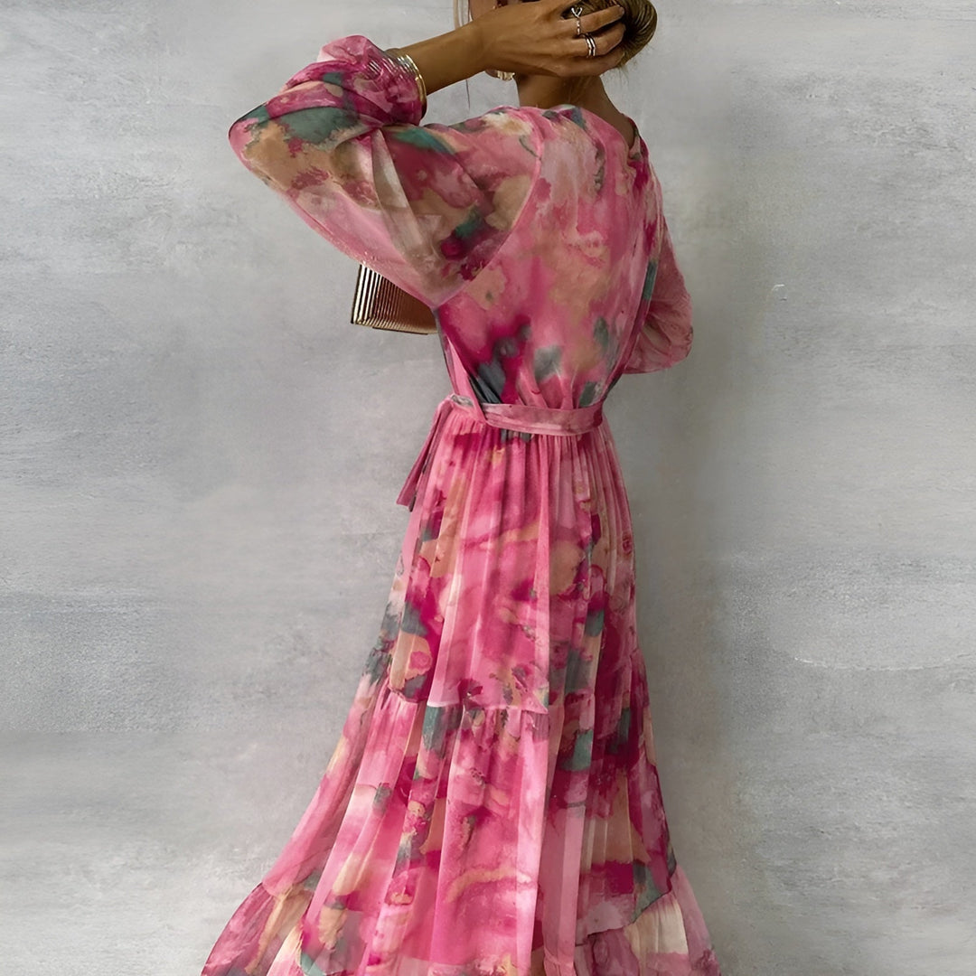 Kaelis | Elegant Long Summer Dress with Pleats