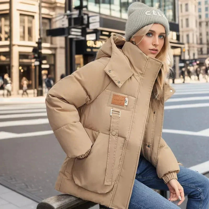 Women's Puffer Jacket Quilted with Hood Comfortable Fit Urban Winter