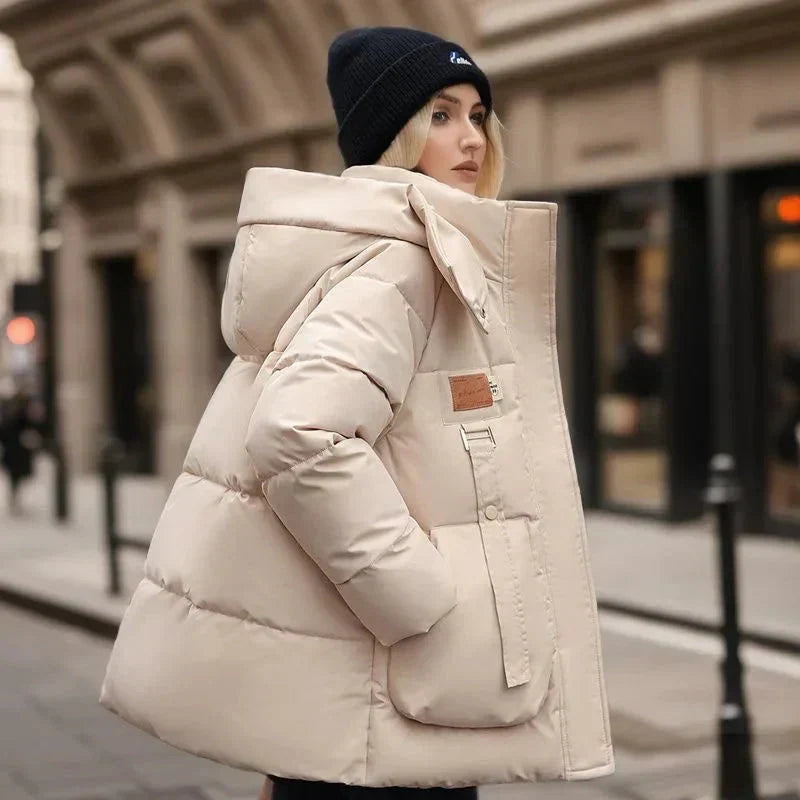Women's Puffer Jacket Quilted with Hood Comfortable Fit Urban Winter