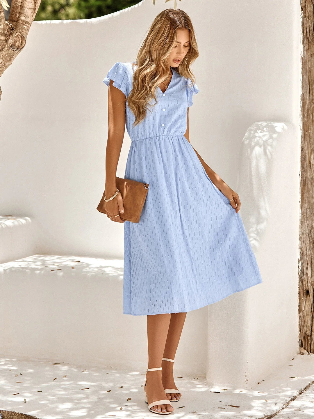 Jessenia | Women's Midi Dress with Ruffles and Buttons | Modern