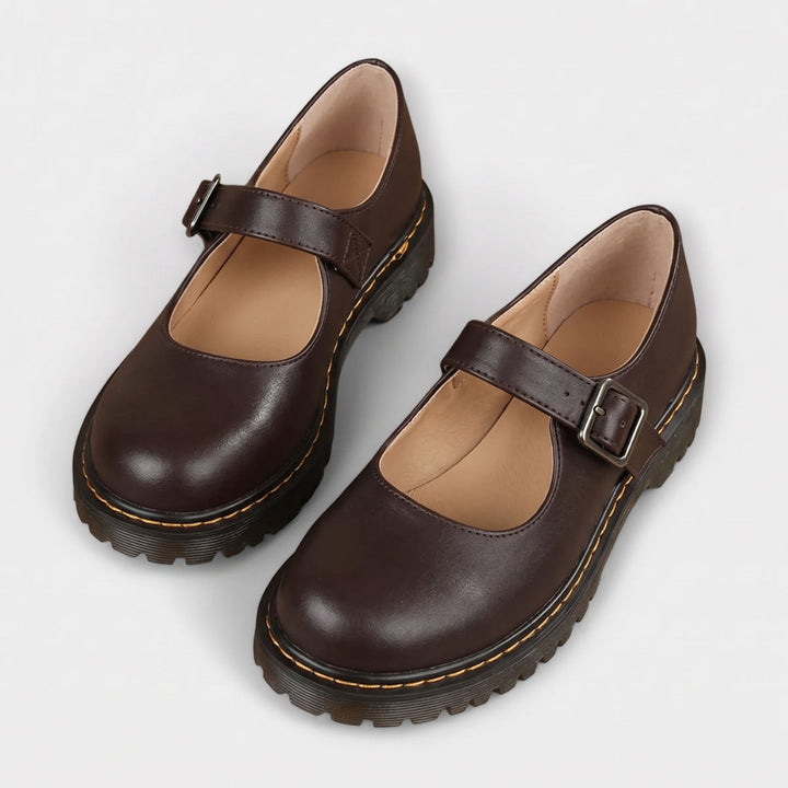 Women's Mary Jane Shoes with Buckle Strap & Rounded Toe - Elena Harper