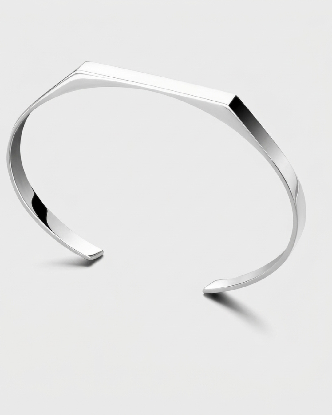 Silver-Tone Rectangular Cuff Bracelet For Men