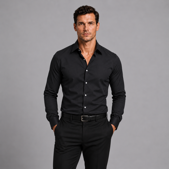 Men's Slim Fit Stretch Satin Look Shirt Montarello
