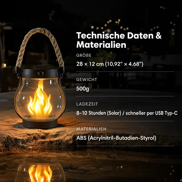 Outdoor Solar Lantern with Flickering Flame Effect