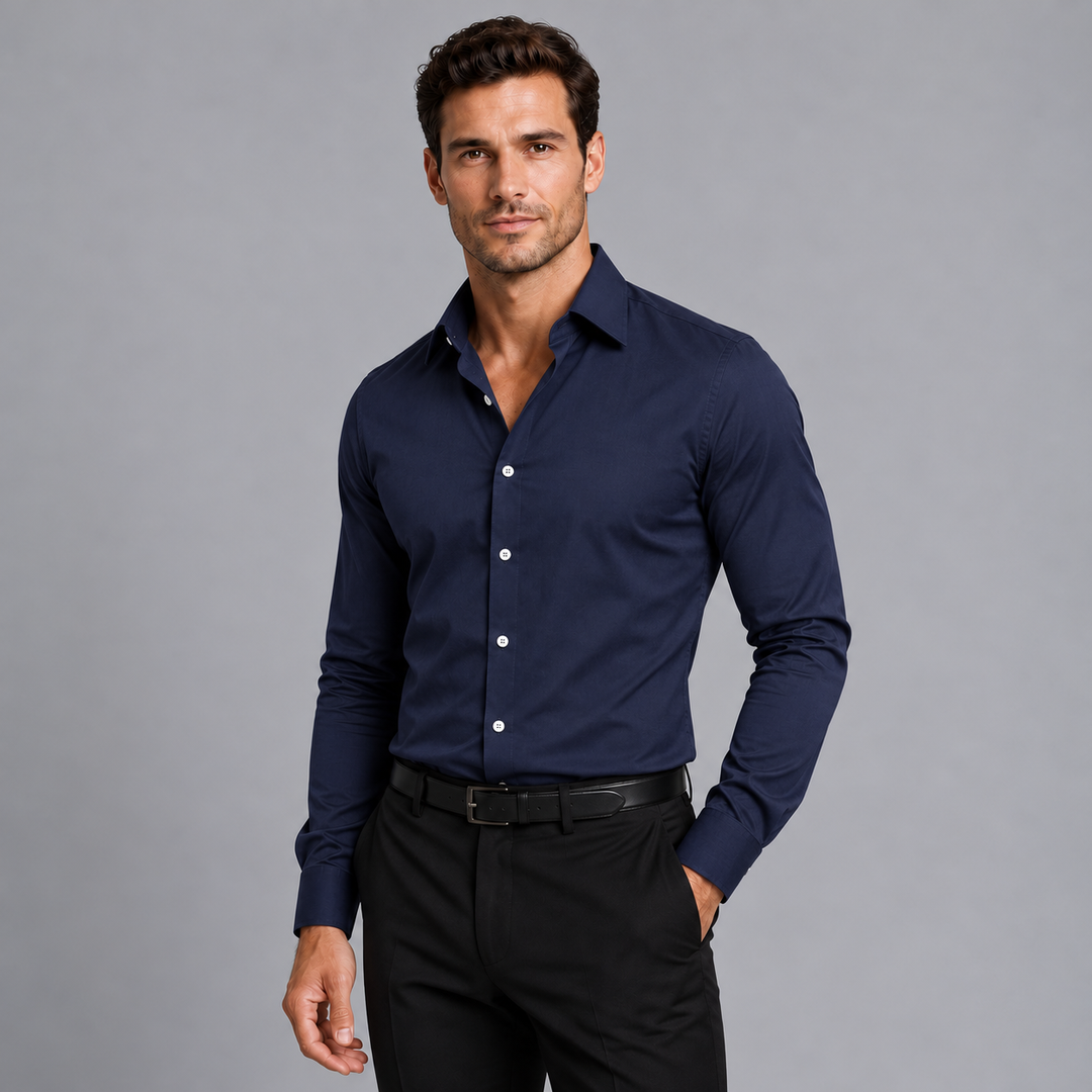Men's Slim Fit Stretch Satin Look Shirt Montarello