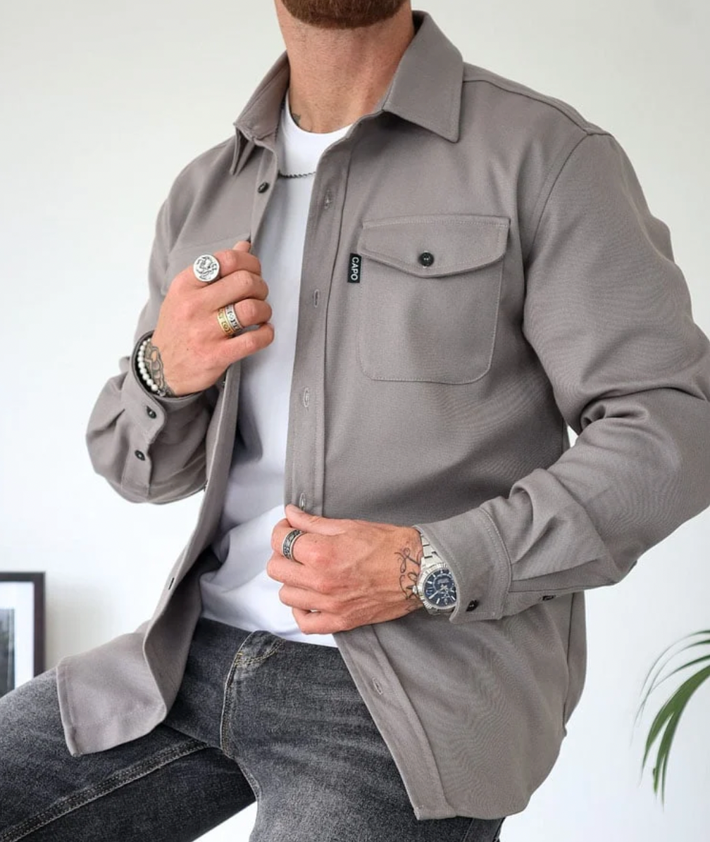 Men's Long-sleeved shirt with Men's Long-Sleeve Shirt with Pockets, view 4 - Elena Harper