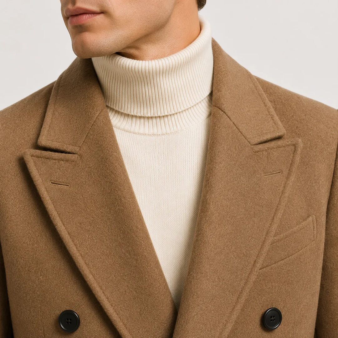 Men's Double-Breasted Trench Coat - Long Jacket