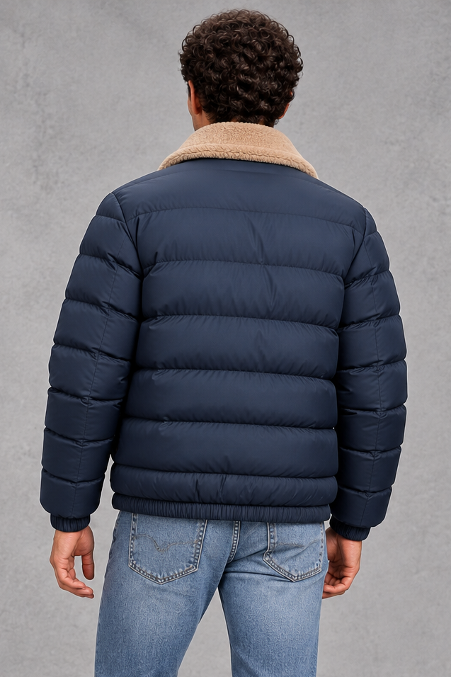 Men's Lightweight Puffer Jacket – Quilted Design & Borg Collar