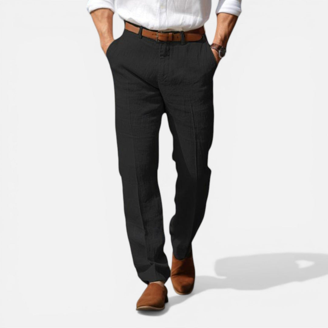 Montarello Elegant Summer Pants for Men, Slim Fit and Linen Look