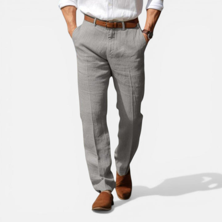 Montarello Elegant Summer Pants for Men, Slim Fit and Linen Look