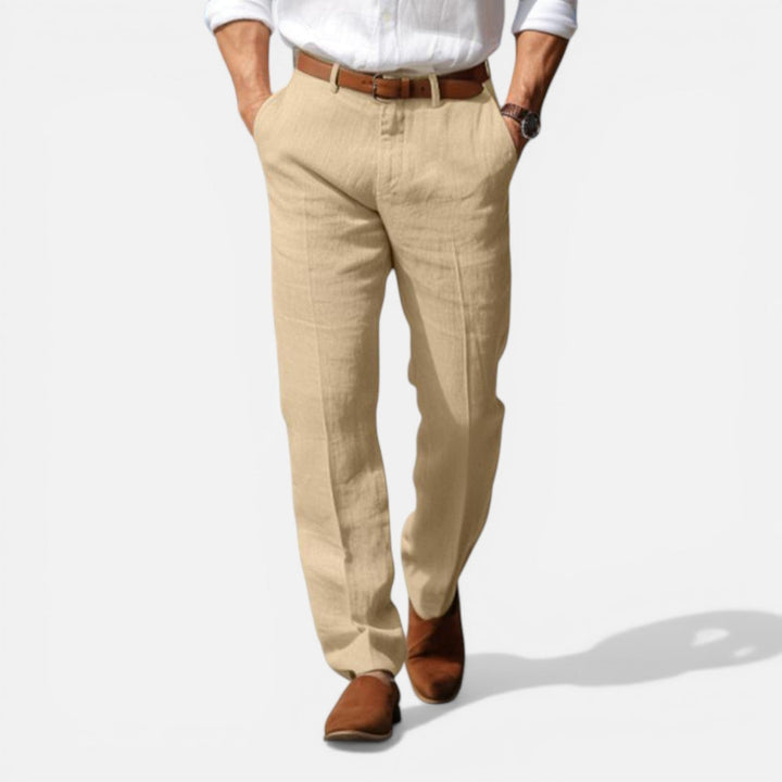 Montarello Elegant Summer Pants for Men, Slim Fit and Linen Look
