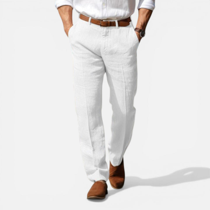 Montarello Elegant Summer Pants for Men, Slim Fit and Linen Look