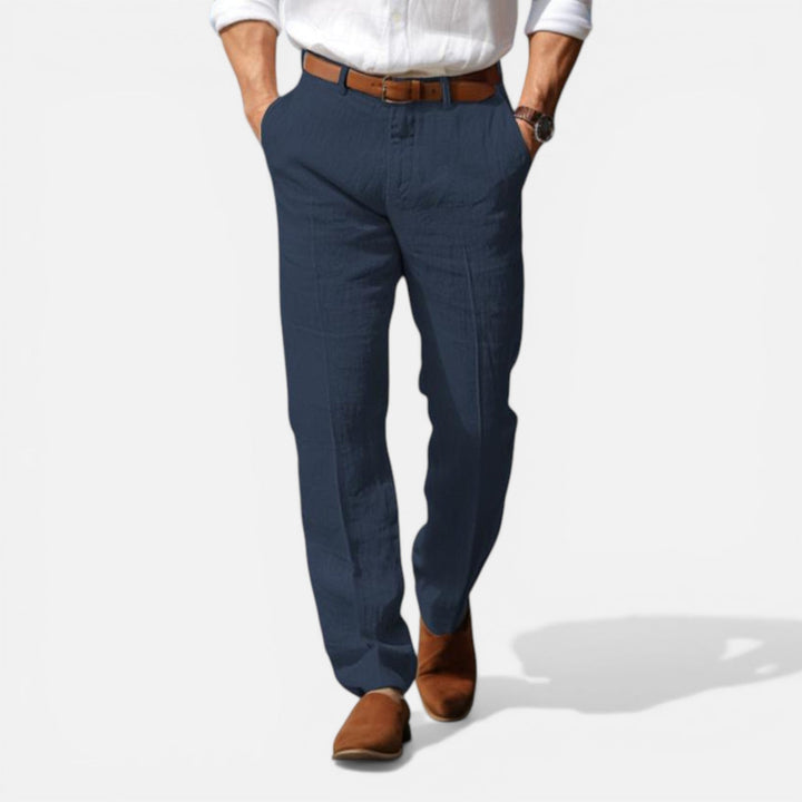 Montarello Elegant Summer Pants for Men, Slim Fit and Linen Look