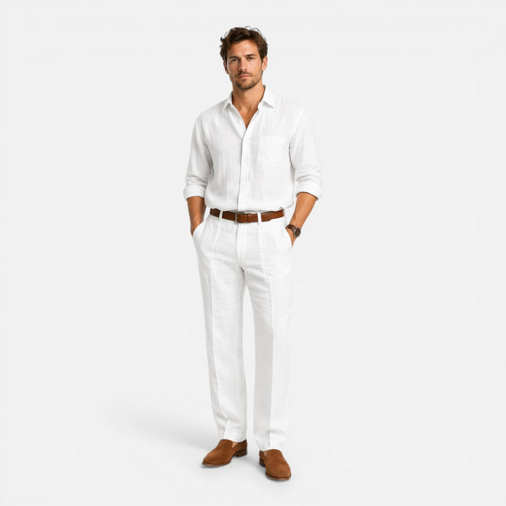 Montarello Elegant Summer Pants for Men, Slim Fit and Linen Look