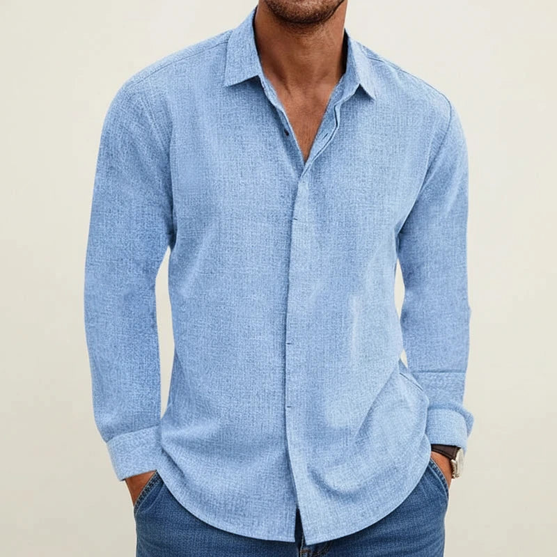 Andreas | Men's Structured Long Sleeve Shirt with Button Placket