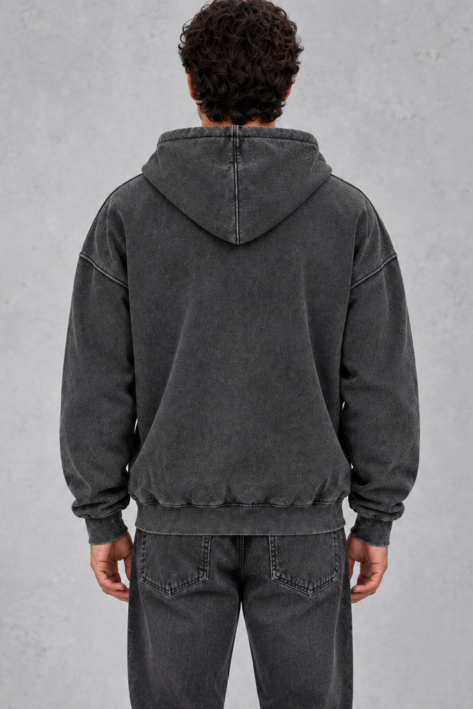 Men’s Oversized Vintage Wash Zip-Up Hoodie