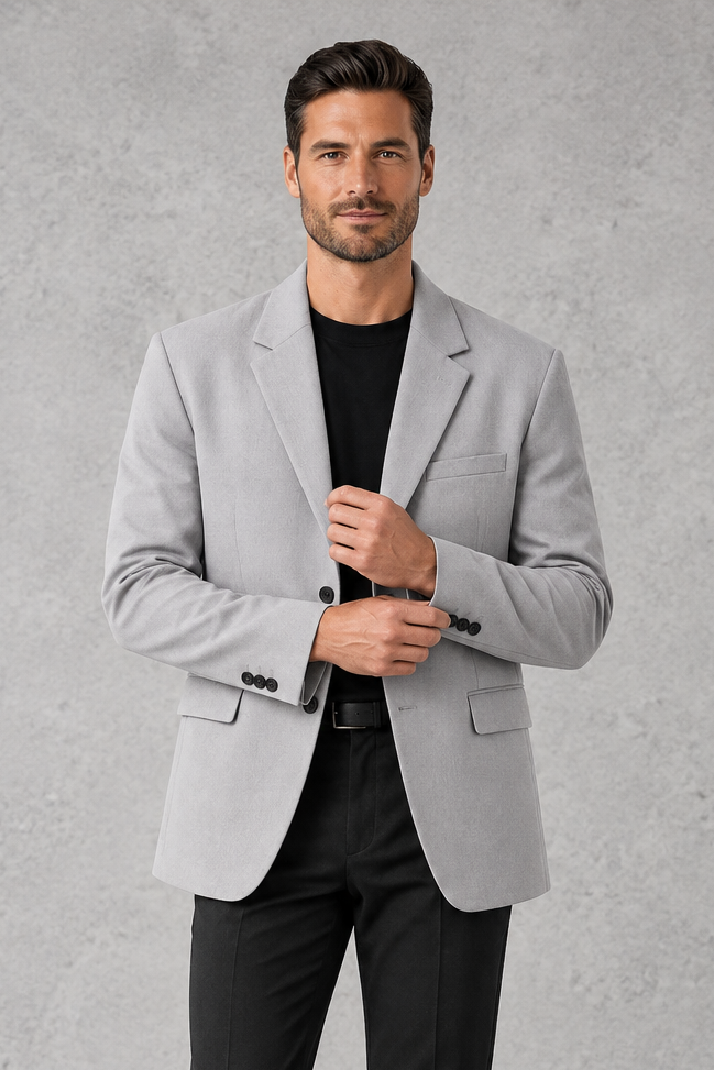 Men's Relaxed-Fit Blazer – Classic Notched Lapels & Two-Button Design