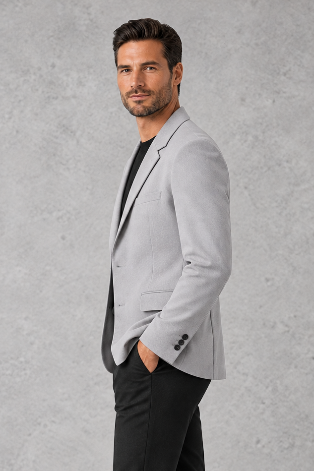 Men's Relaxed-Fit Blazer – Classic Notched Lapels & Two-Button Design