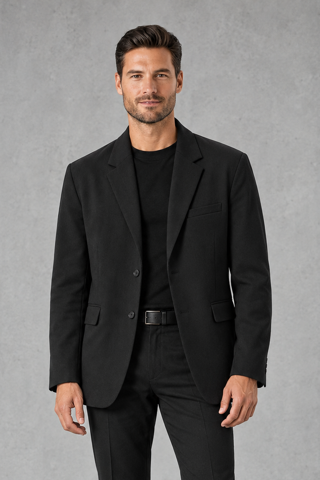 Men's Relaxed-Fit Blazer – Classic Notched Lapels & Two-Button Design
