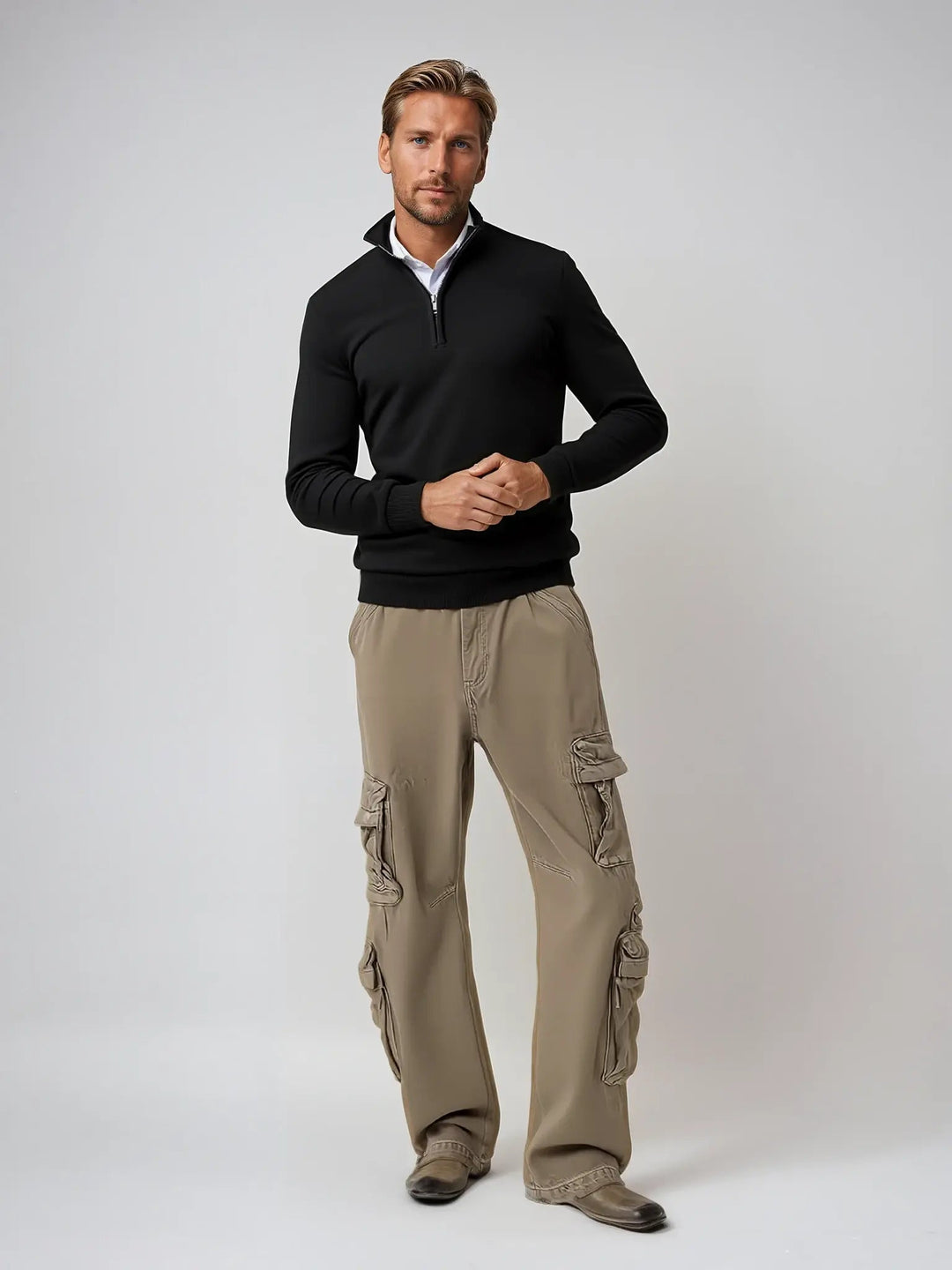 Harrington Oxford Men's Classic Half-Zip Sweater, view 2 - Elena Harper