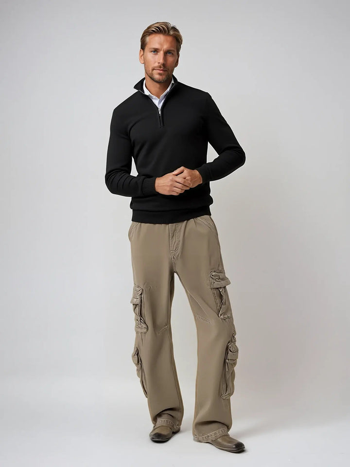 Harrington Oxford Men's Classic Half-Zip Sweater, view 2 - Elena Harper