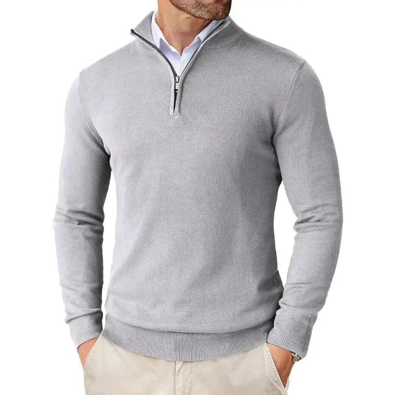 Harrington Oxford Men's Classic Half-Zip Sweater, view 8 - Elena Harper