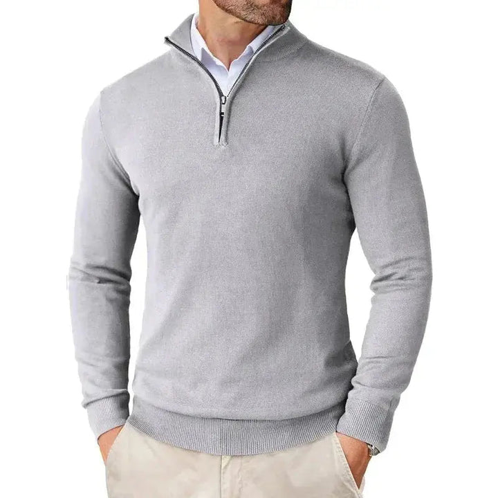Harrington Oxford Men's Classic Half-Zip Sweater, view 8 - Elena Harper