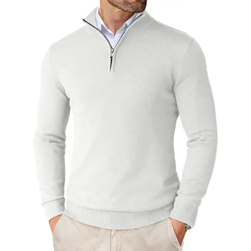 Harrington Oxford Men's Classic Half-Zip Sweater, view 3 - Elena Harper