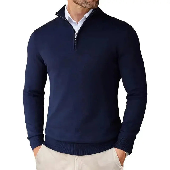 Harrington Oxford Men's Classic Half-Zip Sweater, view 4 - Elena Harper