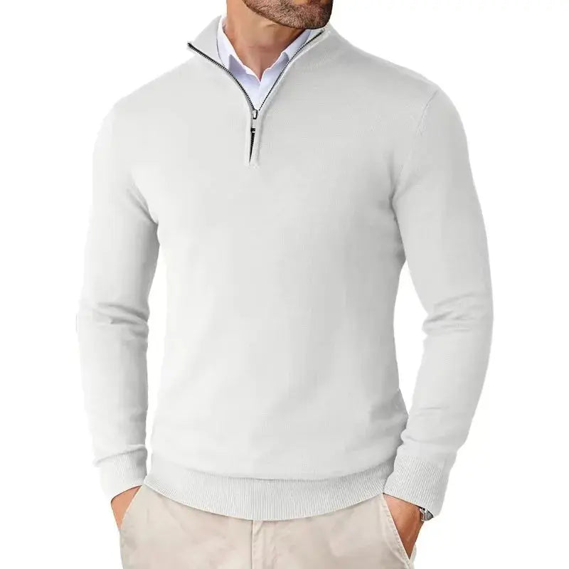 Harrington Oxford Men's Classic Half-Zip Sweater, view 6 - Elena Harper