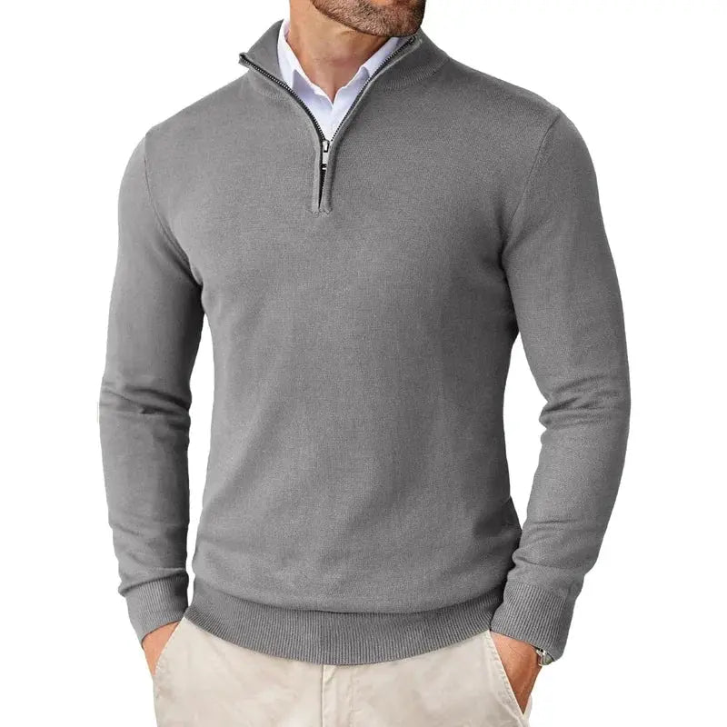 Harrington Oxford Men's Classic Half-Zip Sweater, view 7 - Elena Harper