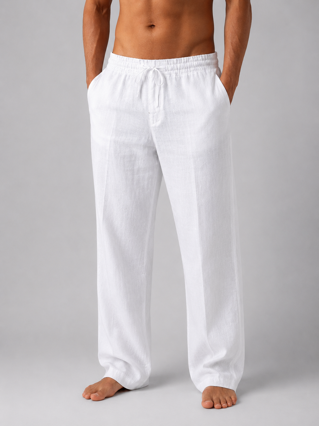 Loose Summer Linen-Look Pants with Drawstring for Men Montarello